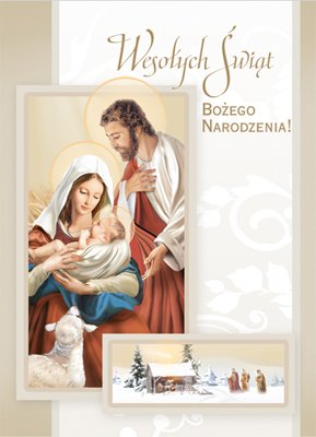 5 Postkarten "Boże Narodzenie" mit opłatek und Umschlag 16x12cm, verschiedene Motive religia