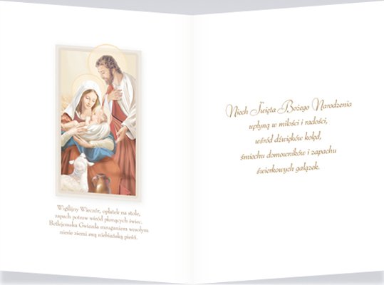 5 Postkarten "Boże Narodzenie" mit opłatek und Umschlag 16x12cm, verschiedene Motive religia