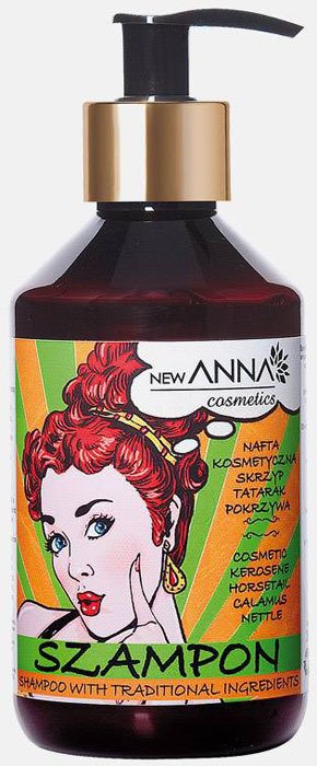Szampon z naftą kosmetyczną, ekstraktami z pokrzywy, tataraku i skrzypu 300ml New Anna Cosmetics