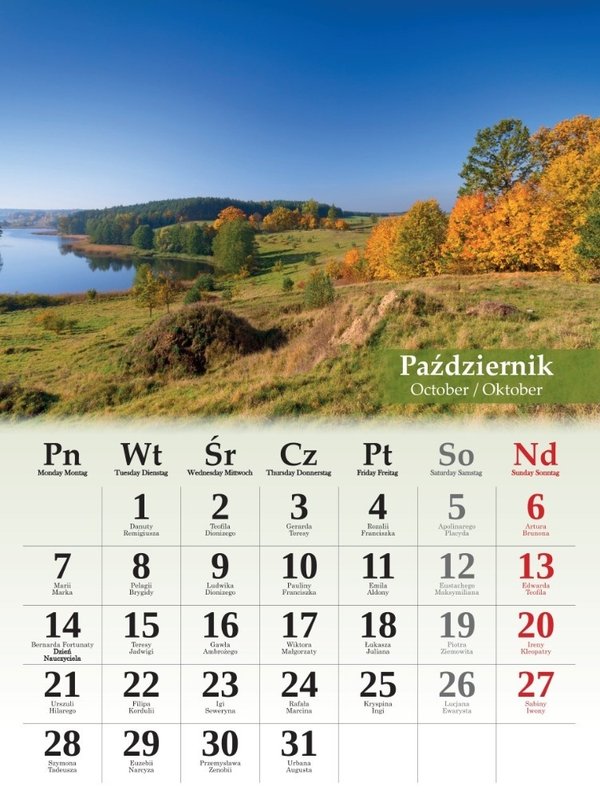 Wandkalender 2024 B4 - Krajobrazy Polski 31x23 cm